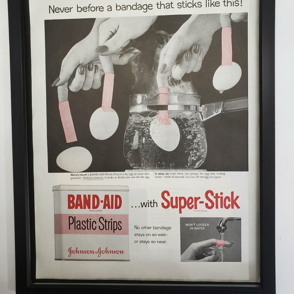 11x14 Vintage framed print advertisement for Band-Aid